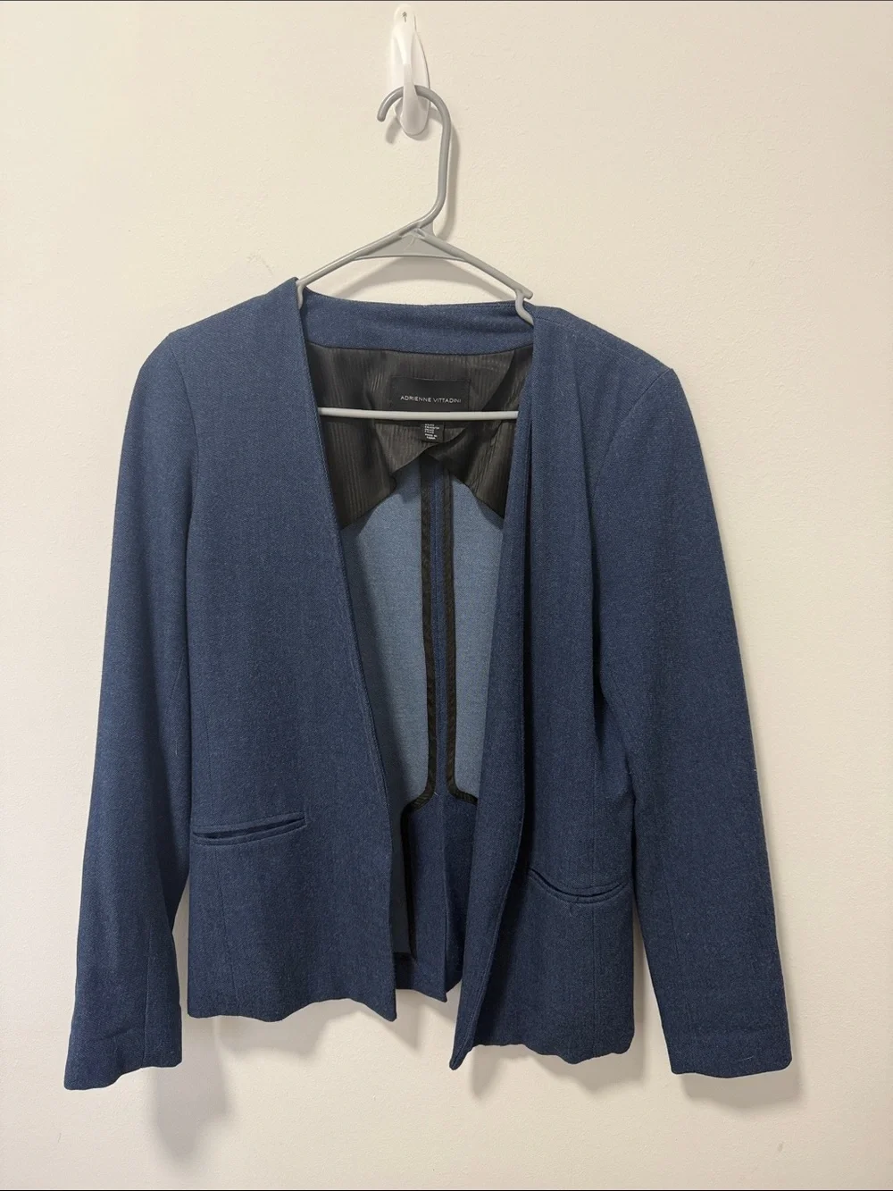 Adrienne Vittadini Dark Blue Open-Front Blazer
